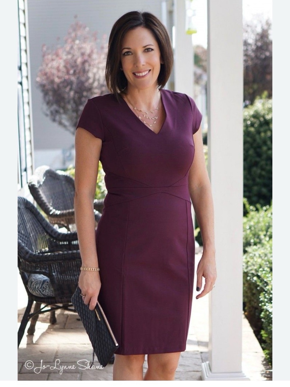 Halogen Plum V-Neck Sheath Dress